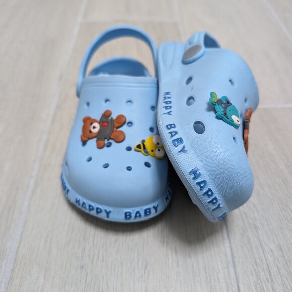 NWT Super Cute Light Blue Teddy Clogs Kids Unisex Slip-ons Sizes 12M to 7Yrs - Picture 3 of 4